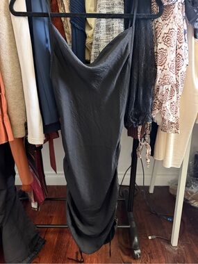 Express Black Cowl Neck Midi Slip Dress